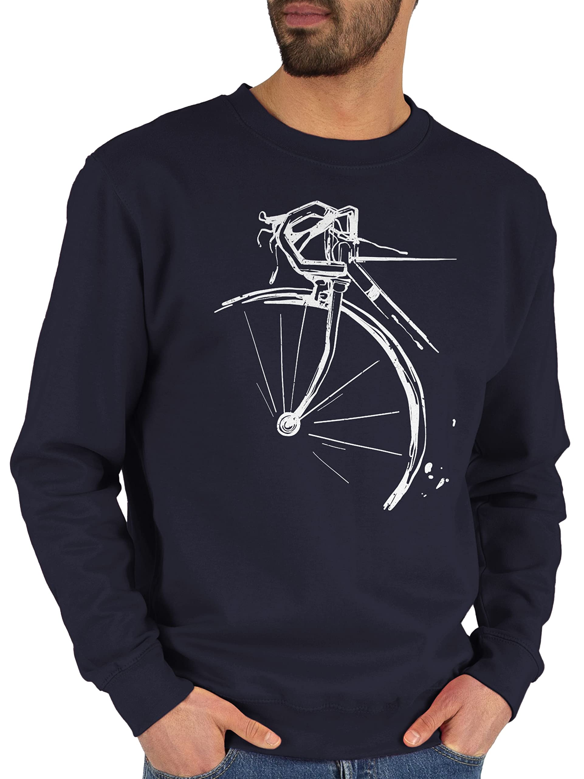 Sweater Pullover Sweatshirt Herren Damen - Bekleidung Radsport - Fahrrad Geschenk Rennrad I Radfahren Geschenk - XS - Dunkelblau
