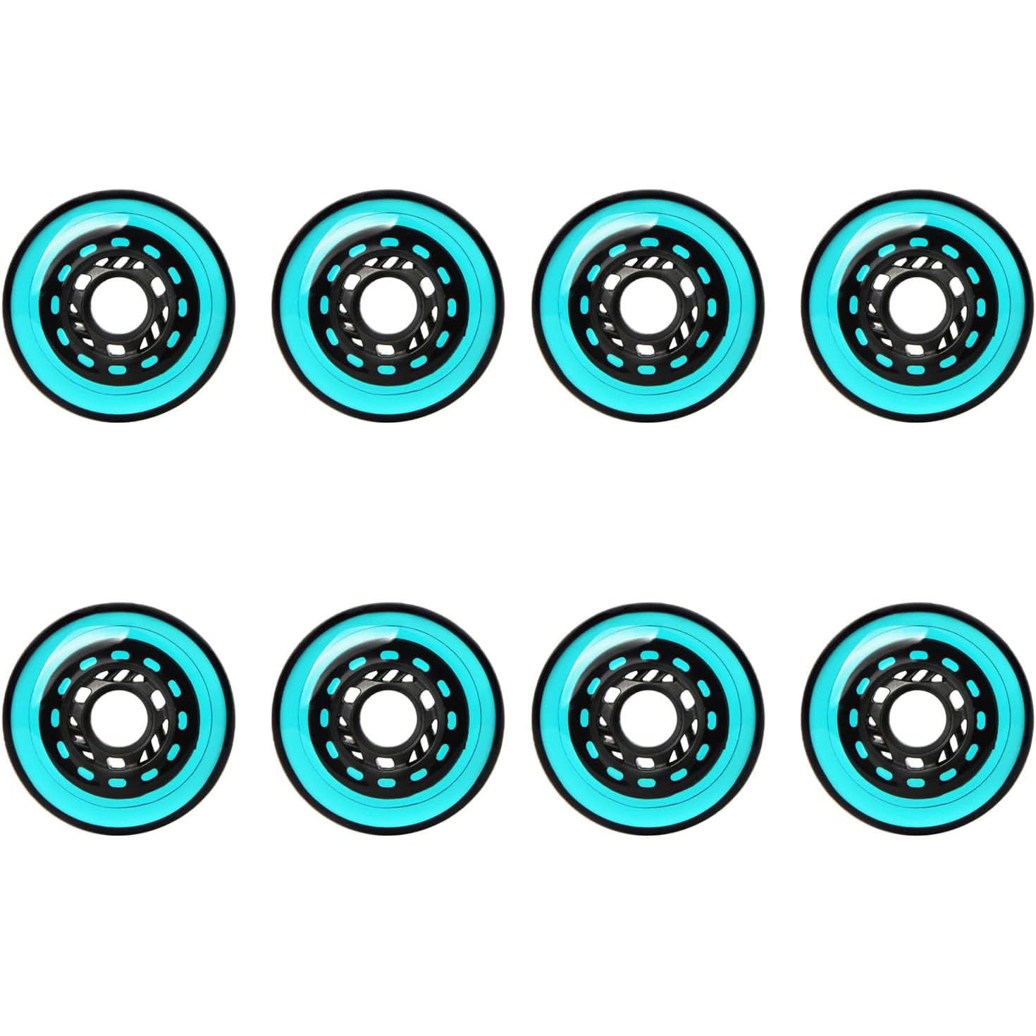 Roues de Patins à Roues alignées 72 mm/76 mm/80 mm, dureté 85 A, Roues de Rechange pour Hockey en Ligne en extérieur, Lot de 8, Cyan, 80 mm