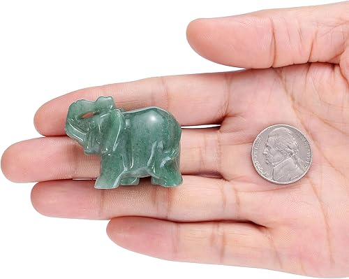 Miniatura 2 de Jovivi 2 piezas de piedras preciosas curativas talladas naturales de elefante de cristal, estatuas de 1.5 pulgadas, decoración del hogar, decoración