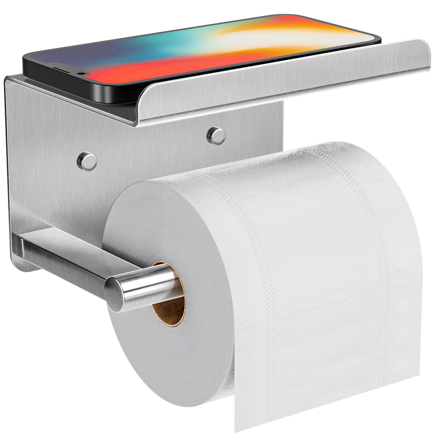 Amazon.co.jp: 改造 トイレットペーパーホルダー 棚付き シルバー