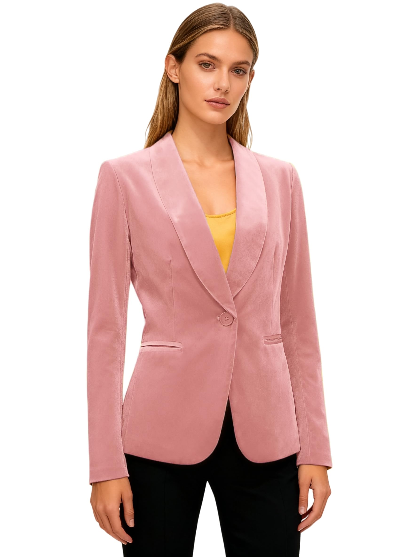 Womens Winter Velvet Blazer Shawl Lapel Jacket Trendy Business Outerwear Office Work Party