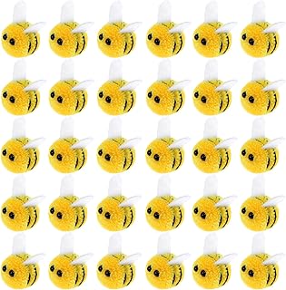 30 Pcs Felt Bees for Crafts Mini Bee Plush Decor Small Wool Felt Bumble Bee Plush Mini Cute Bumble Bee for Bee Gender Reveal Decorations Clothing Hat Gift DIY Crafts