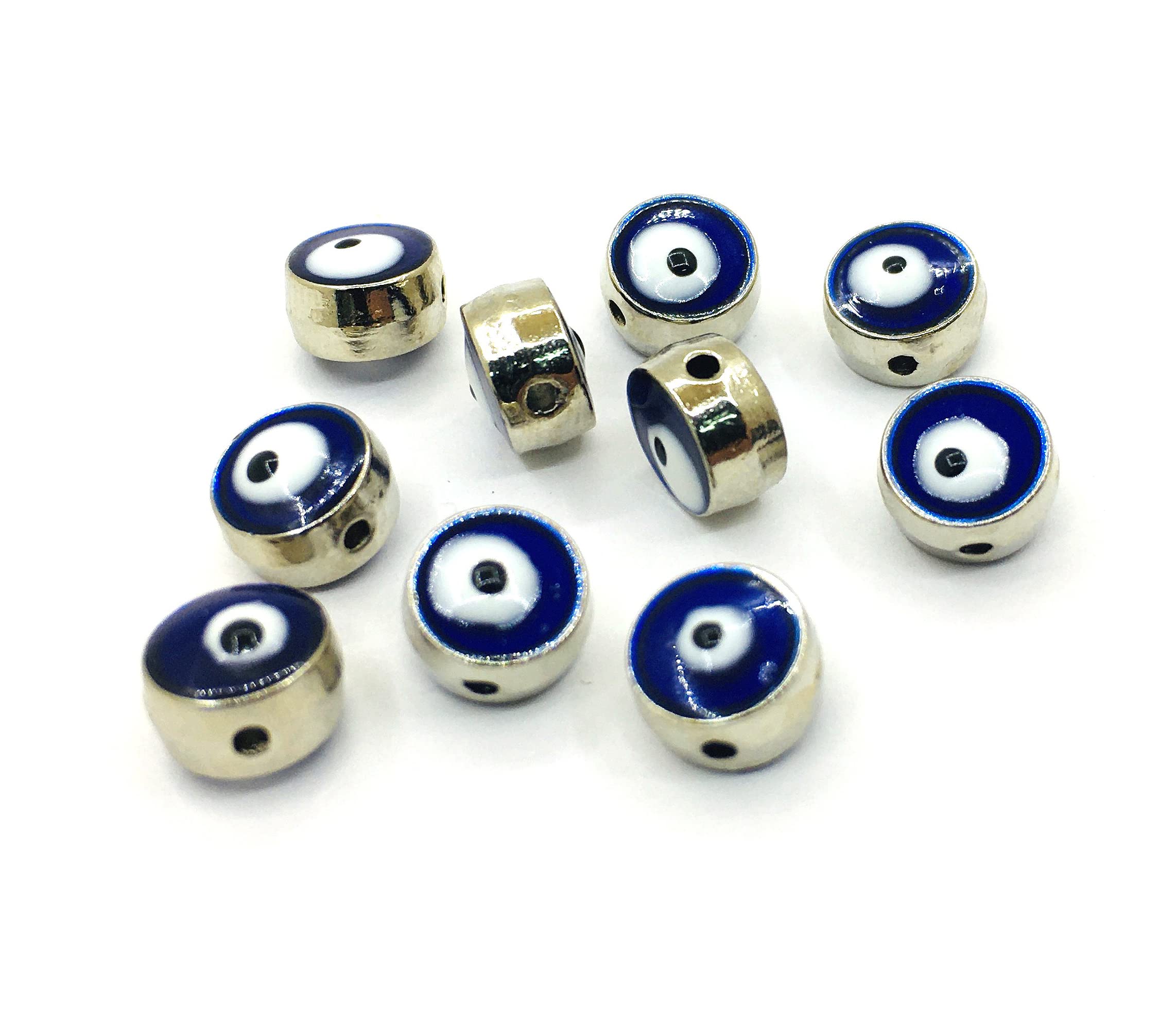 12 Perline Vetro Evil Eye Nazar Boncuk - Blu, 3x3.5cm, Per DIY Gioielli E Decorazioni - Foto 10
