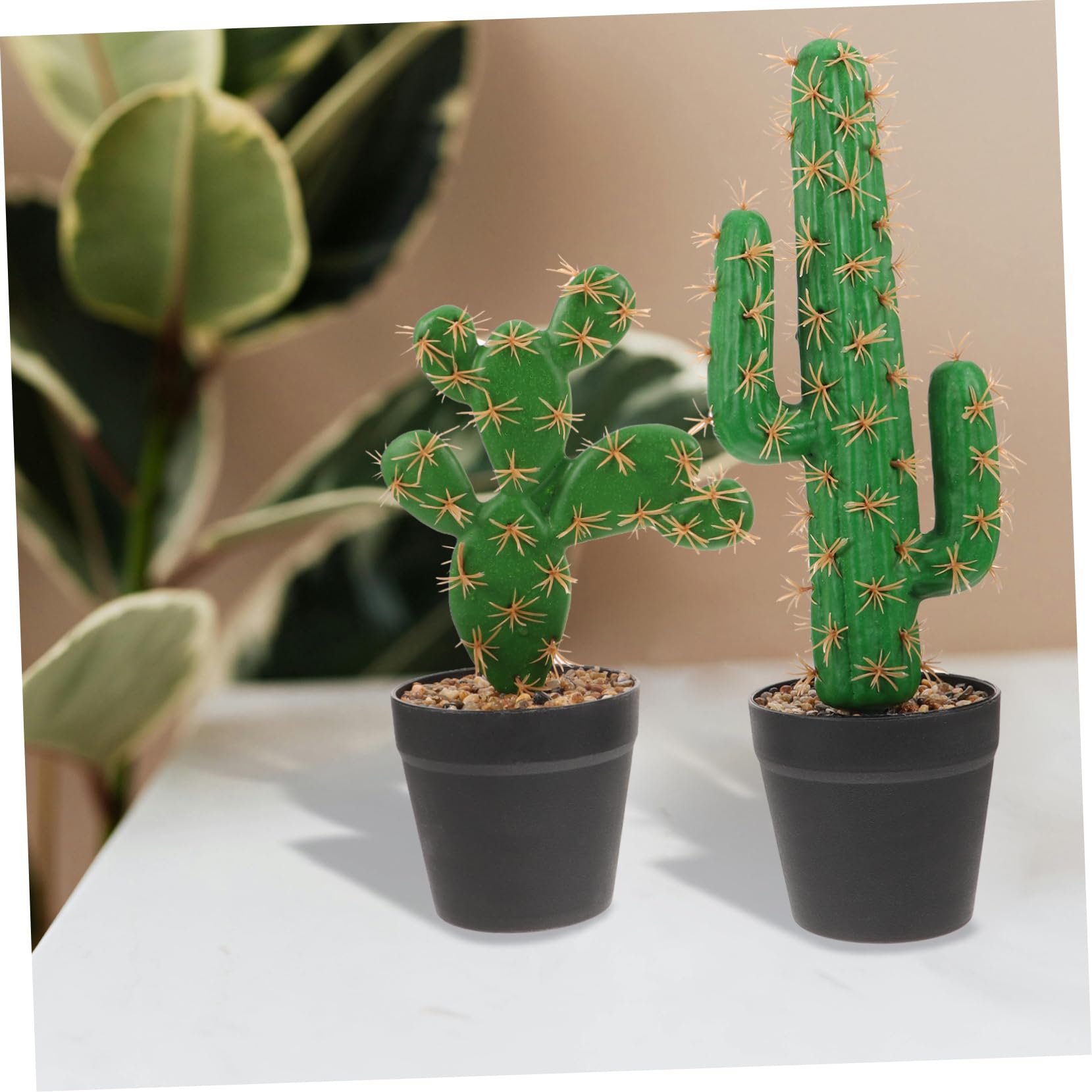 MAGICLULU 2piezas Cactus Artificiales Decoración Escritorio Plantas Suculentas Maceta Adorno De Cactus Pequeño