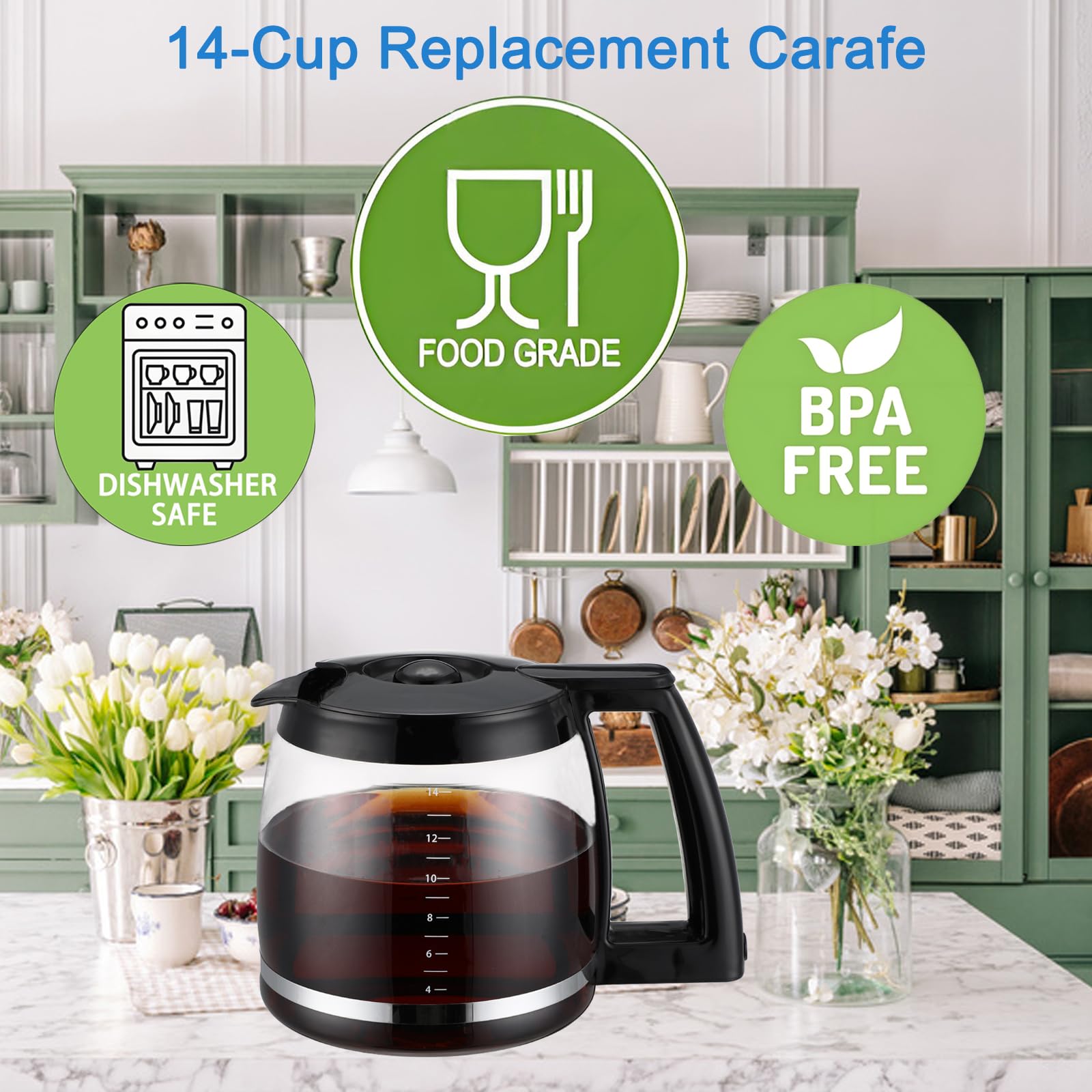 Glaskaraffe Für Cuisinart Kaffeemaschinen (14 Tassen) – Spülmaschinenfest, Hitzebeständig & Passend Für Viele Modelle