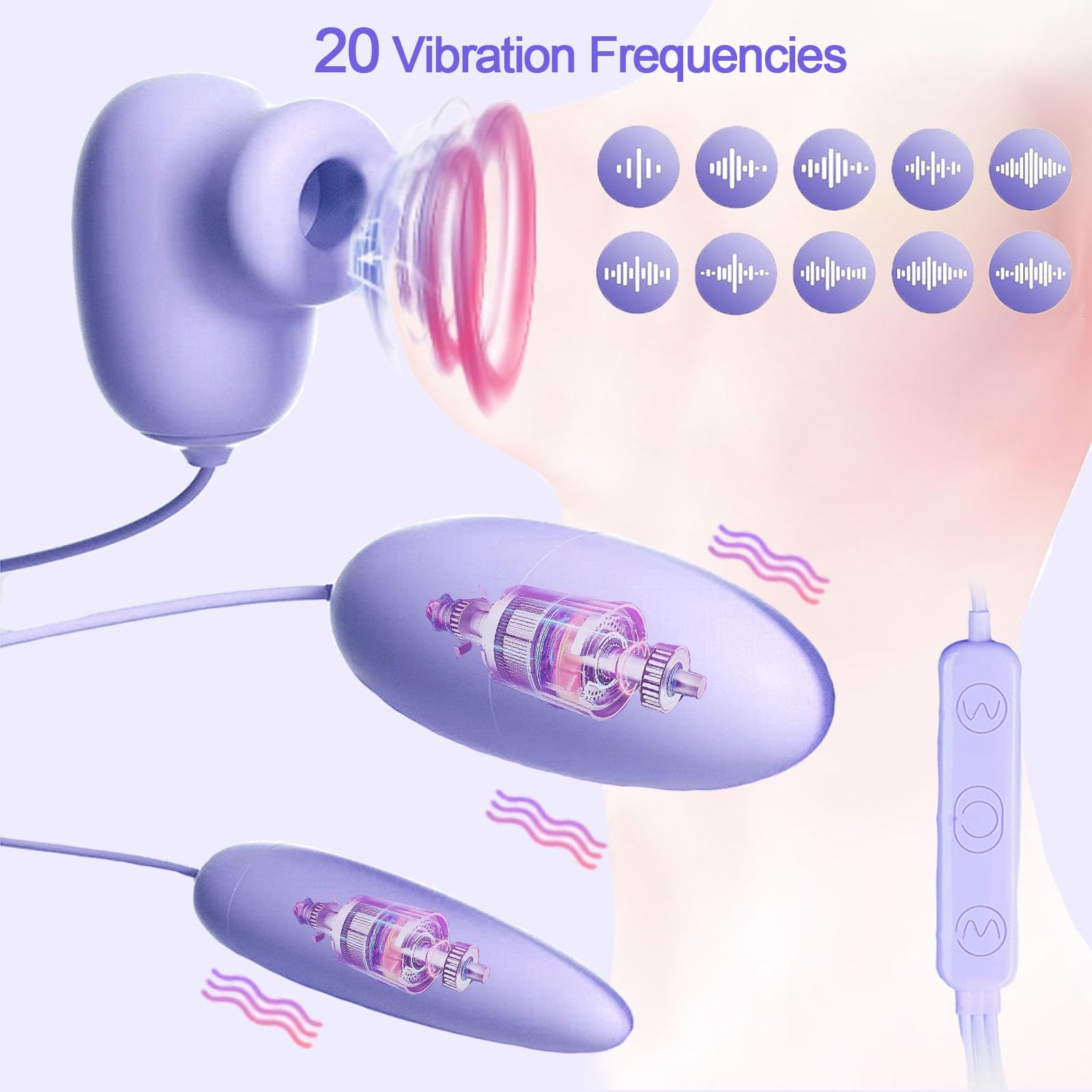 MFMYEE Vibrating S.uck Stimulator, 3 in 1 Nipple S.ucking Vibrator Sex Toys with 20 Vibration & Suction Frequency, USB Plug Vibration E.gg Anal Plug Masturbation Vibrator SM Sex Toys for Adult