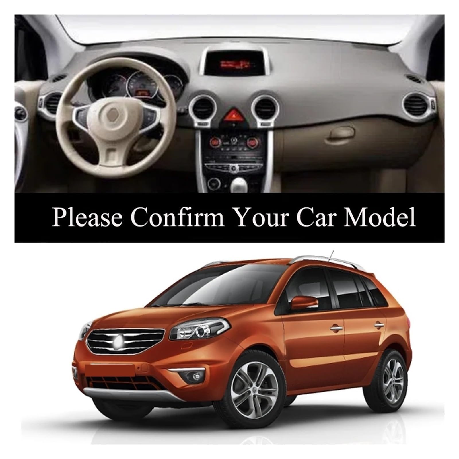 Antirutschmatten Für Koleos 1 Für Samsung Für QM5 Retro 2008-2016 Leder-Armaturenbrett-Abdeckungsbrettmatte Teppichpolster Sonnenschutz Dashmat Autozubehör Dashboard rutschfeste Mat(Gray,Lhd)