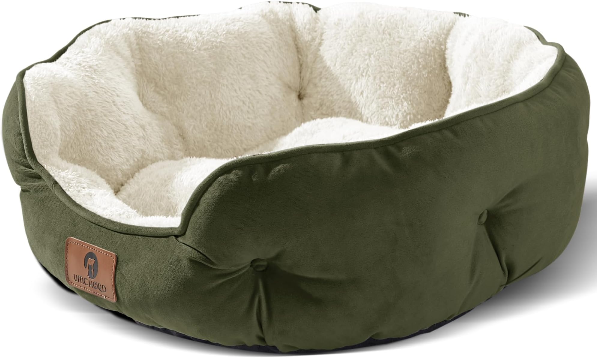 Asvin Medium Dog Bed for Medium Dogs, Cat Beds for Indoor Cats, Pet Bed for Puppy and Kitty, Extra Soft & Machine Washable with Anti-Slip & Water-Resistant Oxford Bottom, Green, 25 inches