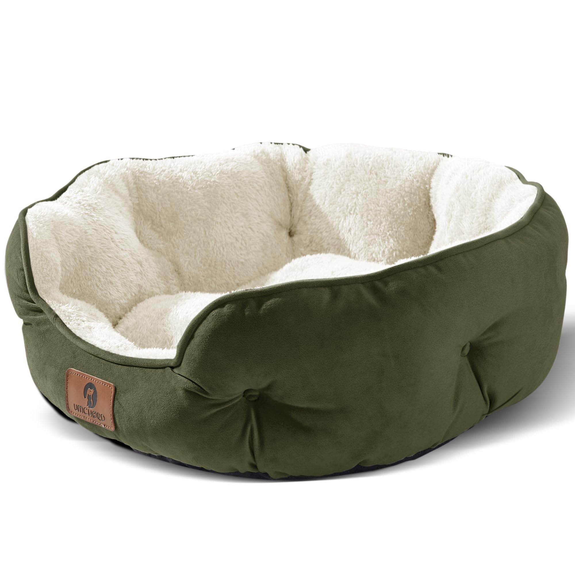 Asvin Medium Dog Bed for Medium Dogs, Cat Beds for Indoor Cats, Pet Bed for Puppy and Kitty, Extra Soft & Machine Washable with Anti-Slip & Water-Resistant Oxford Bottom, Green, 25 inches