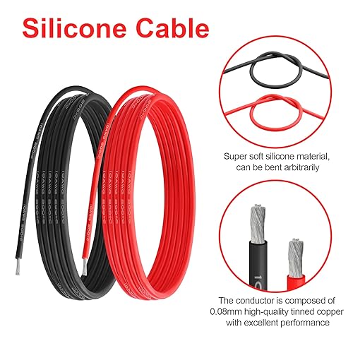 Miniatura 9 de Cable eléctrico de silicona calibre 14 AWG (rojo de 10 pies y negro de 10 pies) suave y flexible núcleo de cobre estañado de 0.003 in, alambre de