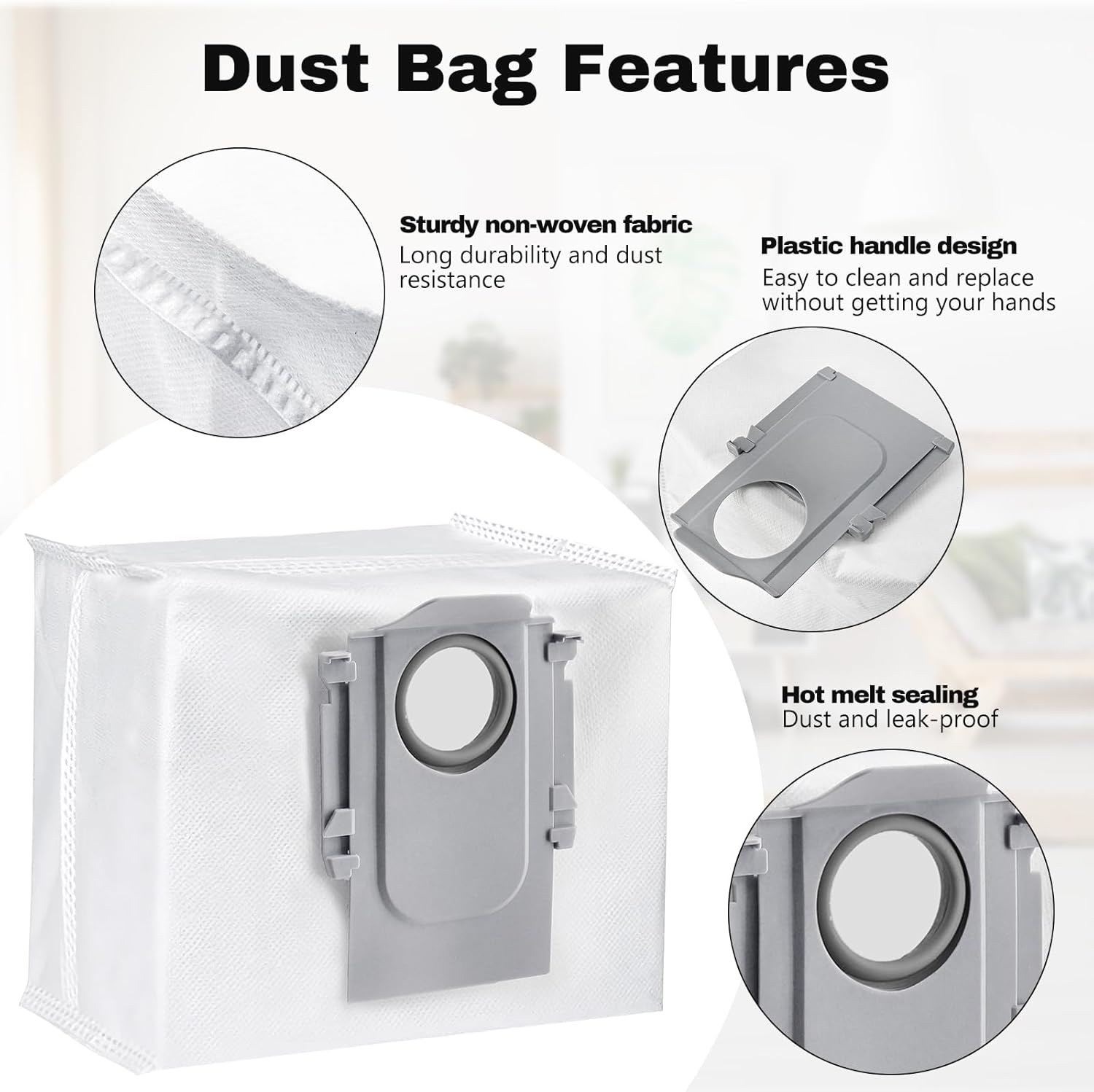 9 Pack Dust Bag for Xiaomi Roborock Q7 T8 Q7 MAX G10S G10SPRO Robot Vacuum Cleaner, Dust Bag Dustbin Robot Vacuum Cleaner Accessories