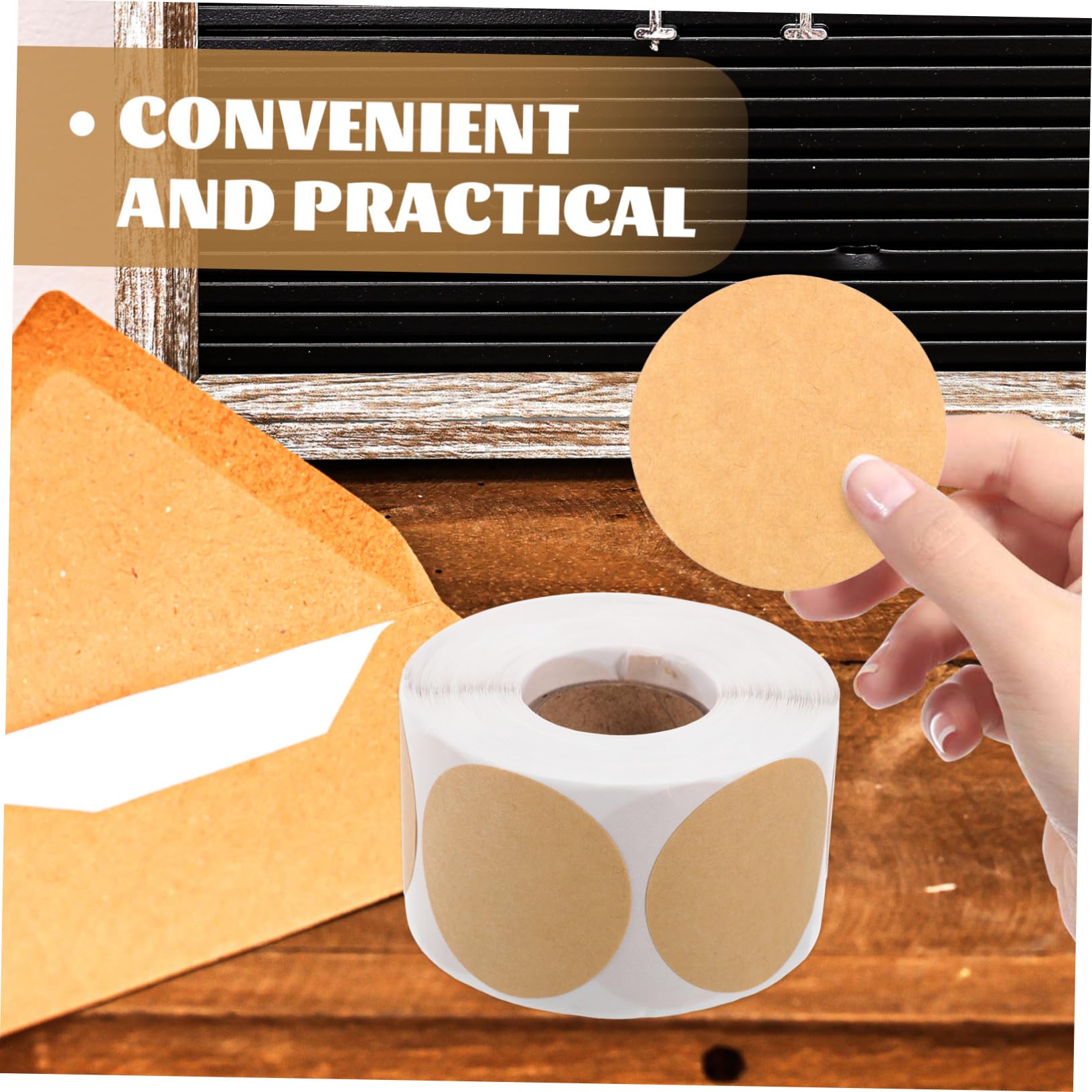 DOITOOL 5 Etichette Adesive Rotonde Kraft Adesivi Vuoti per Organizzazione e Decorazione per Barattoli Regali e Hobby e