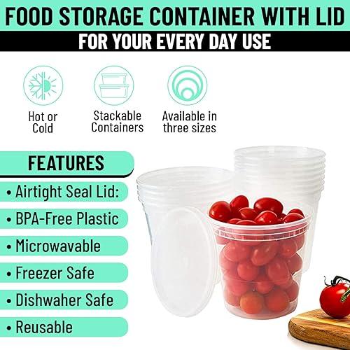 Miniatura 4 de 30 juegos Contenedores de plástico de 24 onzas con tapas herméticas, resistentes de Estados Unidos, para slime, sopa, preparación de comidas, sin
