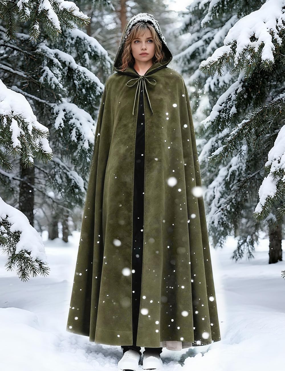 Medieval Cloak Costume with Hood, Renaissance Costume Halloween Vintage Cloak Role Playing for Men Women - Image 4