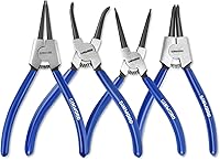 Vista 1 de Juego de 4 alicates de anillo a presión de 7 pulgadas, kit de alicates de clip circular, mandíbula rectadoblada, alicates de clip en C resistentes