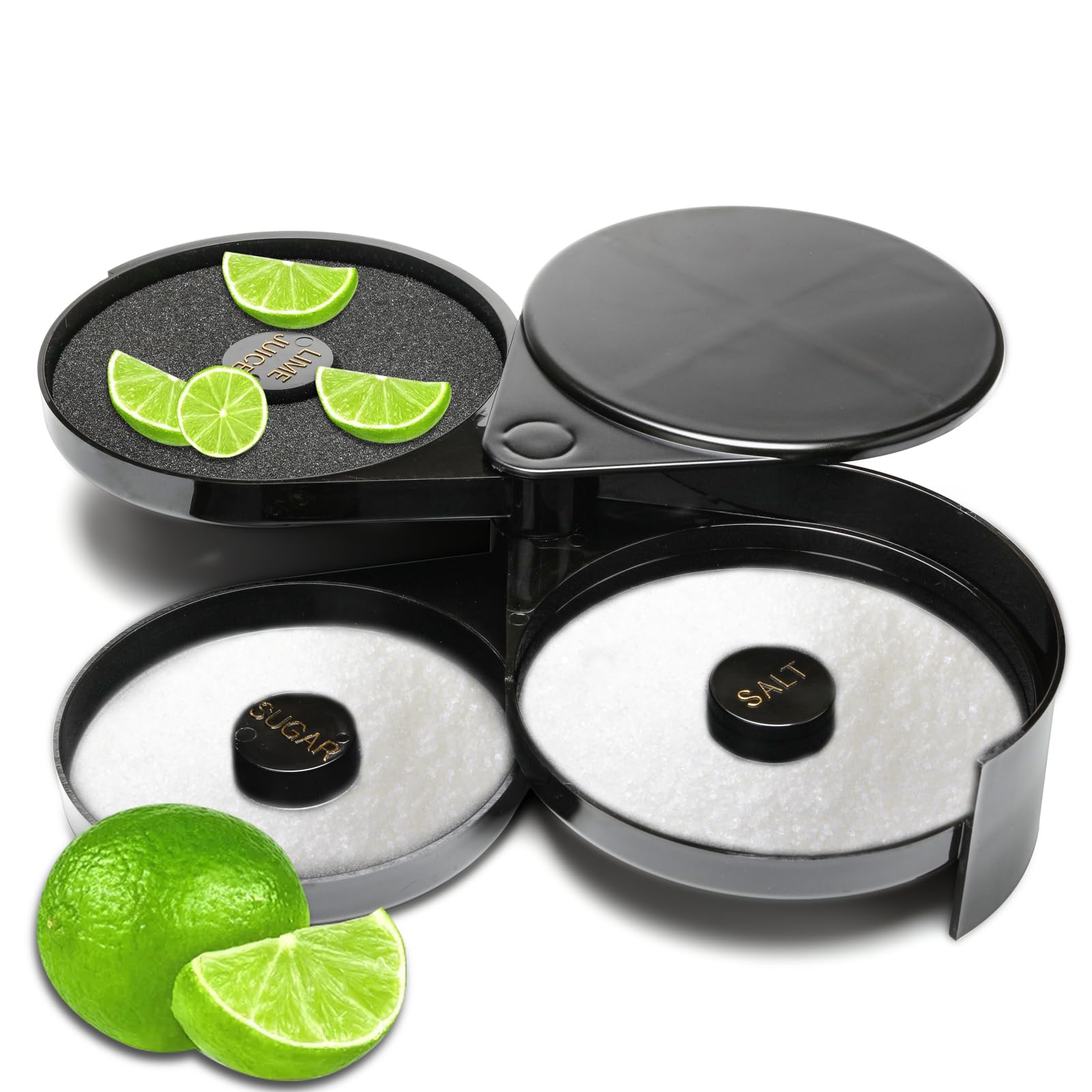 Zioliopaner 3 Tier Bar Glass Rimmer Dish with Sponge for Cocktail Margarita and Bar Accessories and Bar Caddy and Bar supplies