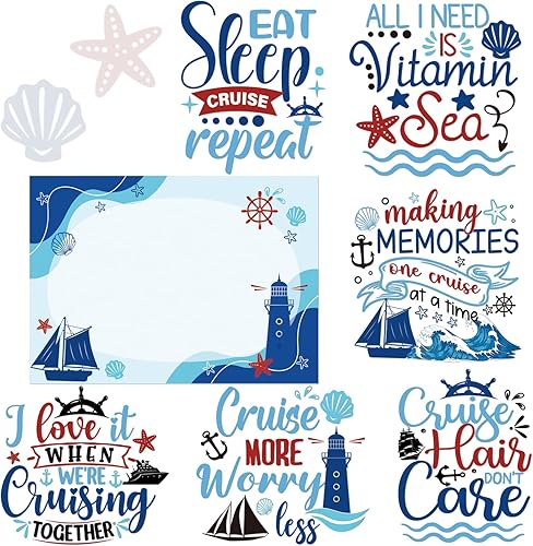 Miniatura 7 de Dazoratix Imanes decorativos para puerta de crucero, 7 calcomanías magnéticas retro de viaje de amigos, barco, cabina, navegación marina, ancla