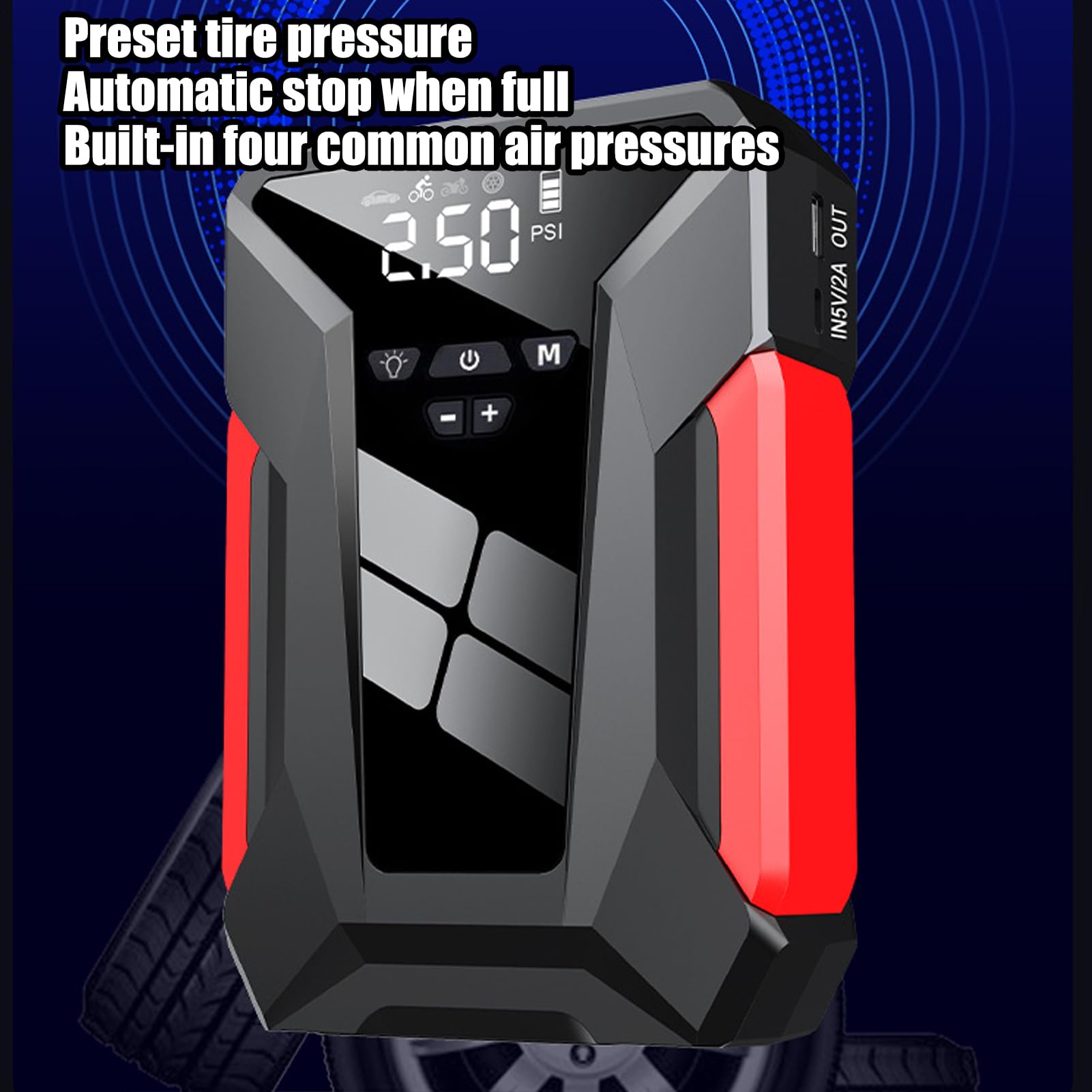 Rozrusznik Przenośny Power Bank Rozruchowy do Akumulatora | Długotrwała Żywotność Auto Power Bank z Kompresorem do Opon dla Samochodu i Podróży