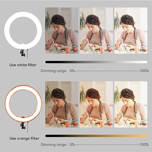 Miniatura 3 de Anillo de luz de 18 pulgadas, 55 W regulable 5500K luz con 240 LED filtro de color, tubo suave y bolsa de transporte para YouTube, TikTok, selfies y