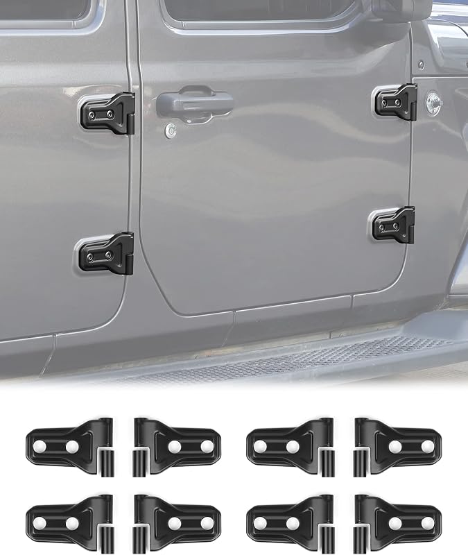 Capa de acabamento para dobradiça de porta JeCar ABS preto fosco para Jeep Wrangler JL JLU e Gladiator JT – Kit com 8 unidades