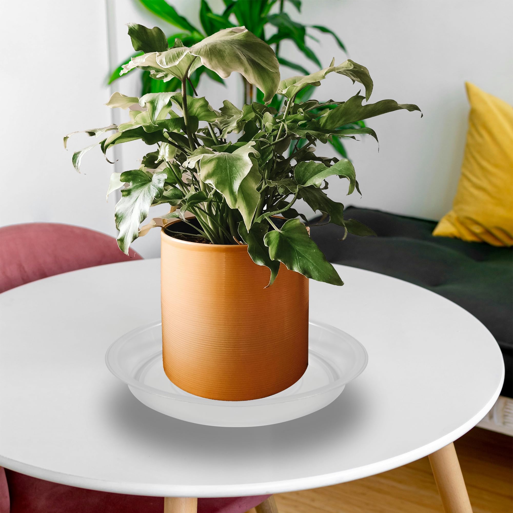 Runde Pflanzen-Untersetzer, robuste Pflanzgefäß-Untersetzer aus Kunststoff, passend für Töpfe mit Bodendurchmesser, Wasserauffangschale für Topfblumen, transparent, 40,6 cm (8 Stück)