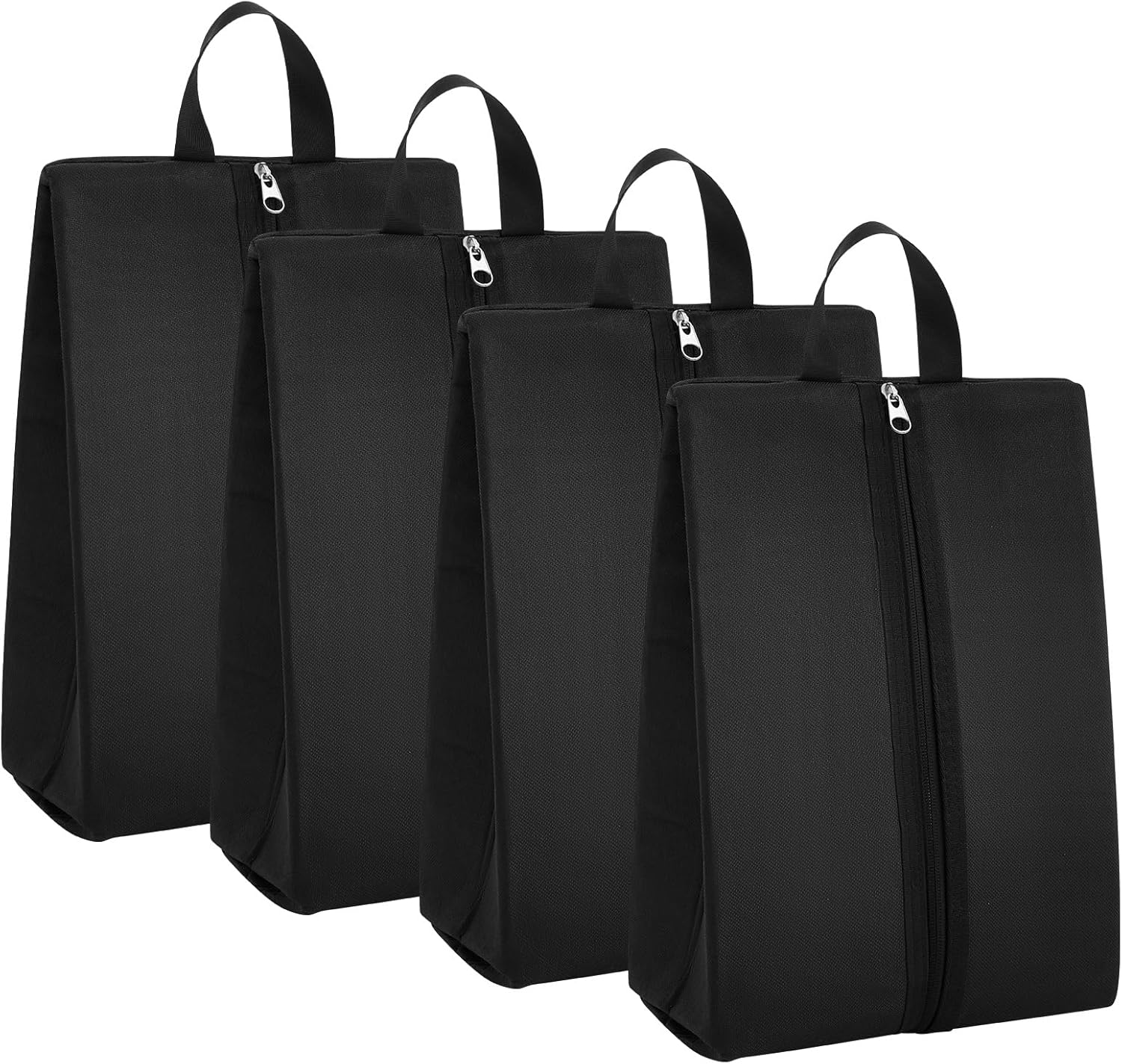 Leinuosen 4 Pcs Smell Proof Cleat Bag for Sport, Odor & Water Resistant, Soccer Football Baseball Golf Shoe Bag with Active Carbon Fabric for Gym & Travel, Fits up to Us Size 14 (Black)