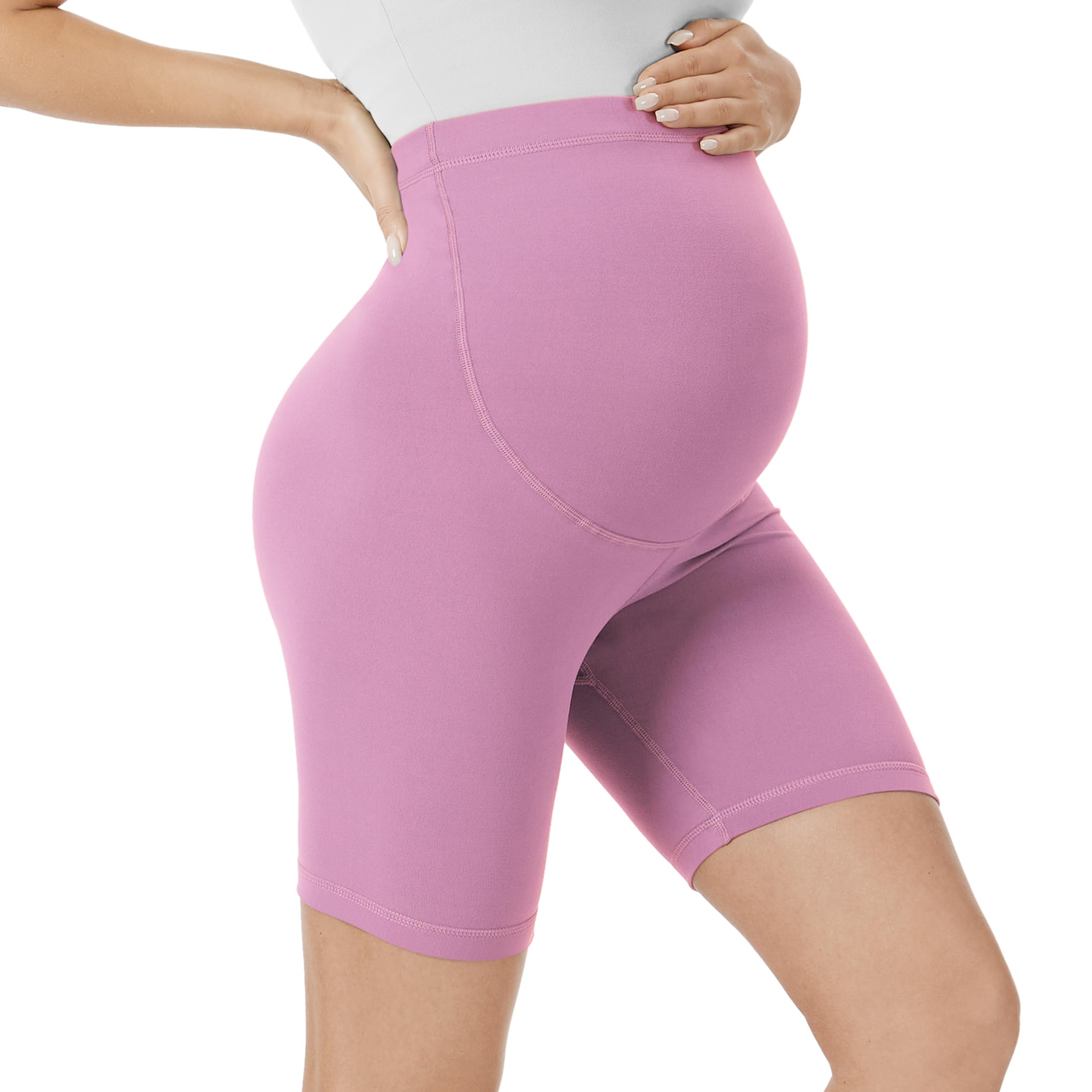 VALANDY Creamlush Maternity Shorts Over The Belly Pregnancy Biker Shorts Lounge Yoga Pants (S-XL) — view 12