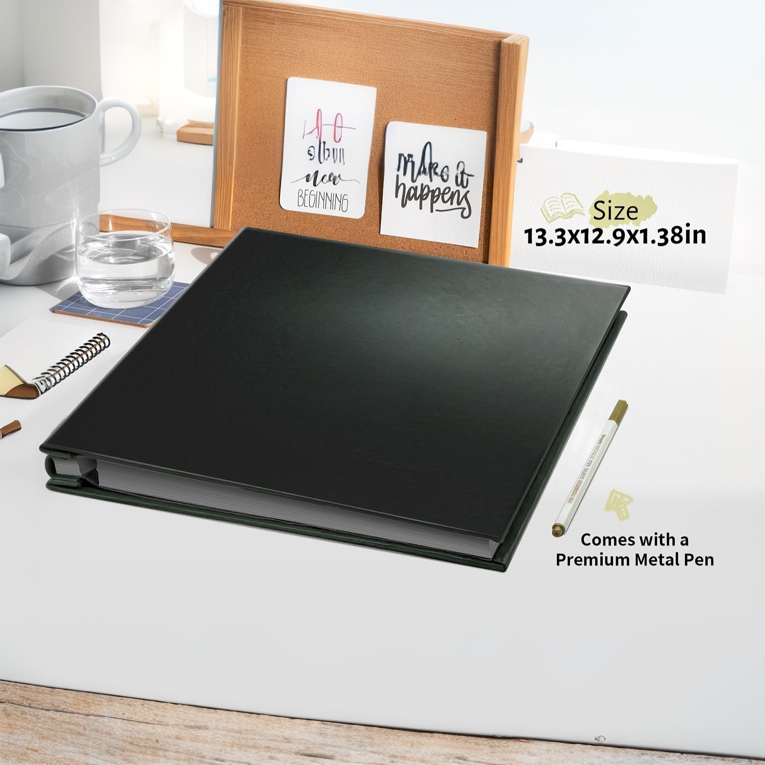 Álbum de recortes de 60 páginas autoadhesivo para fotos de 6 x 4, 7 x 5, 10 x 8 pulgadas, cubierta de piel, libro de fotos de bricolaje, páginas adhesivas gruesas, libro de recuerdos para álbumes de