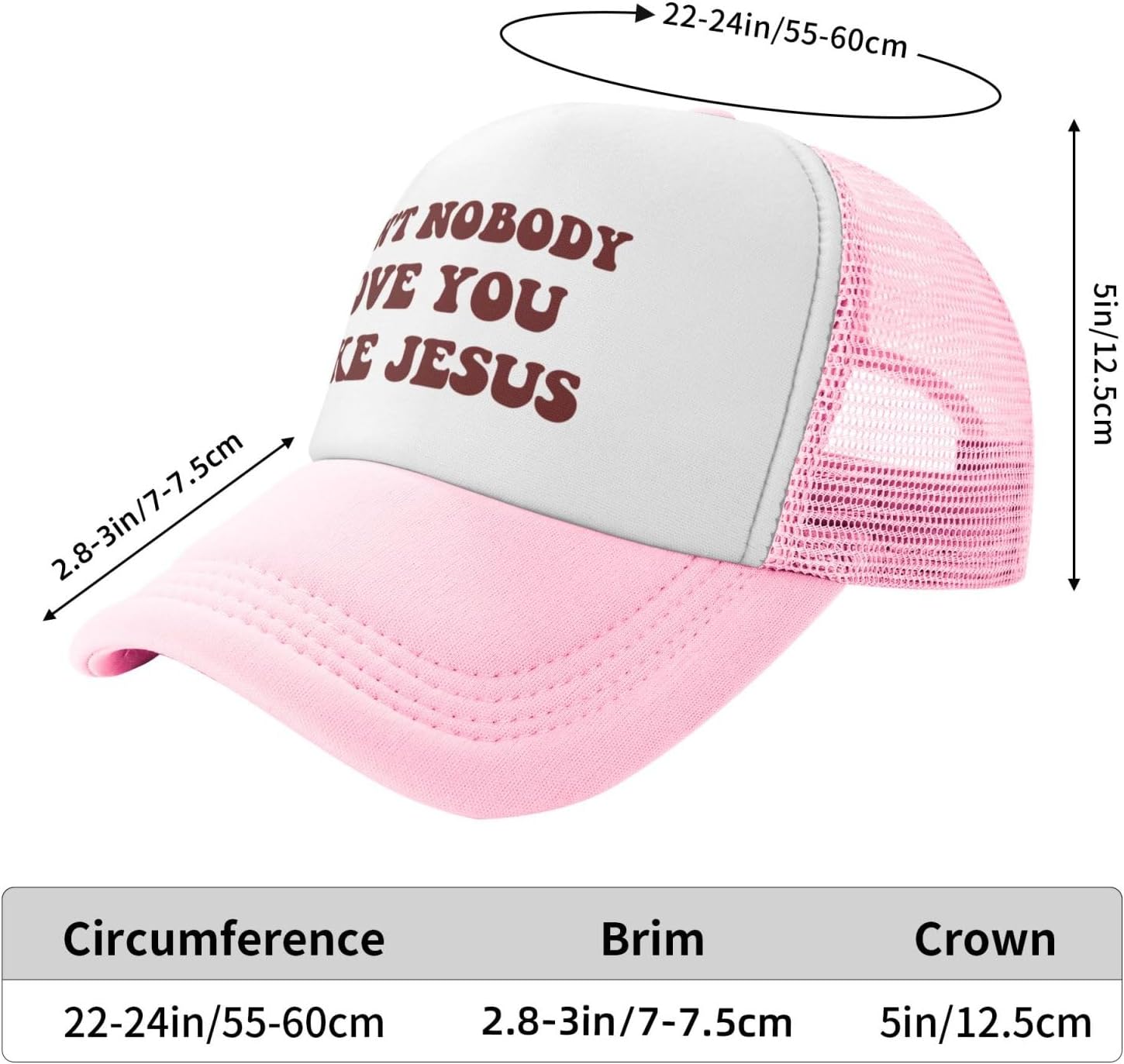 Funny Trucker Hat Can't Nobody Love You Like Jesus for Women and Men Baseball Cap Breathable Mesh Pink - Image 2