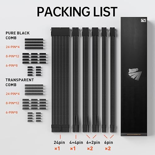 Miniatura 2 de AsiaHorse Cable de alimentación Personalización Mod Sleeve Extension Kit de cable de fuente de alimentación 24PIN ATXEPS8-Pin PCI-E6-pin PCI-E con