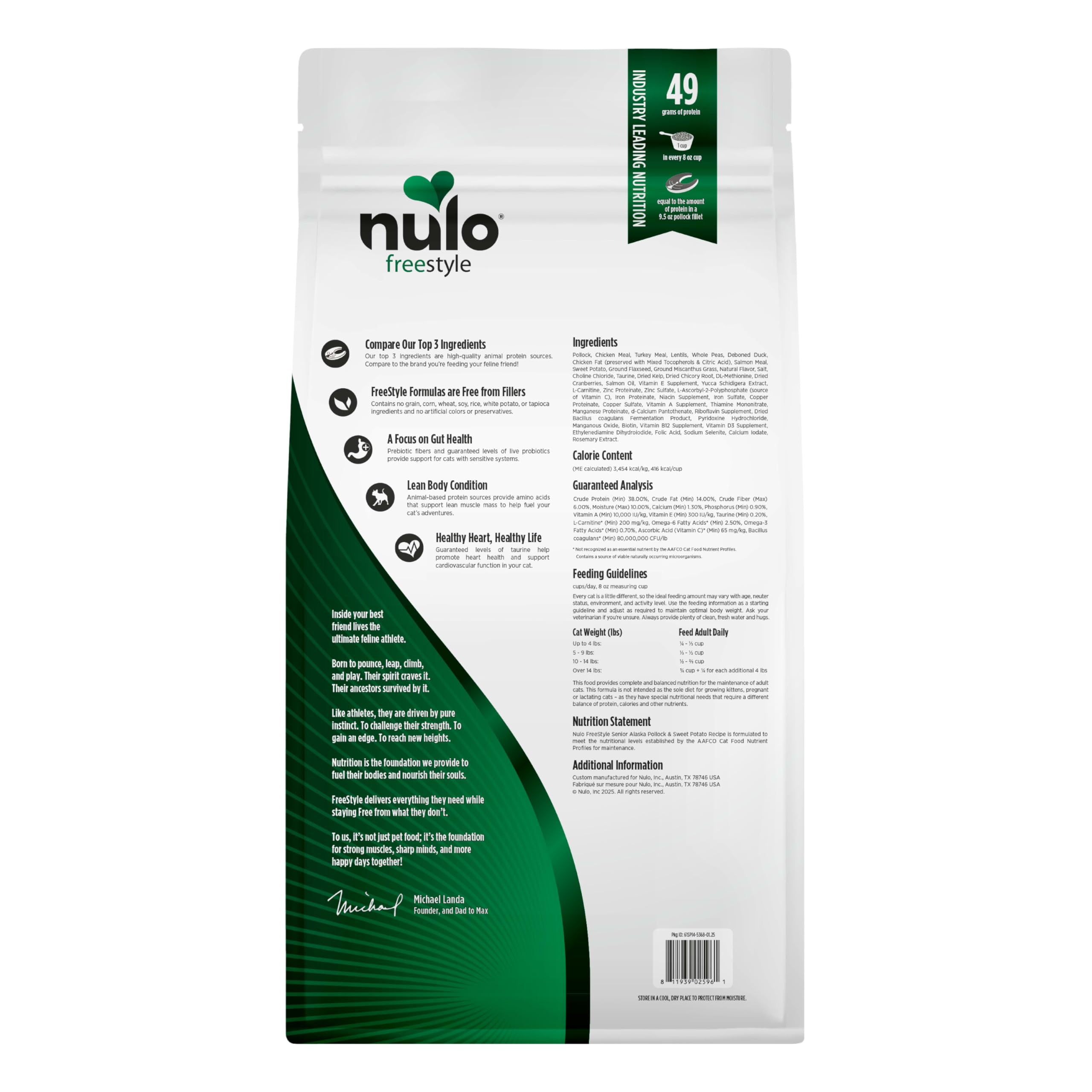 Nulo Freestyle Senior - Alimento seco para gatos, croquetas naturales de primera calidad sin granos con antioxidantes para apoyo inmunológico y alta proteína de origen animal