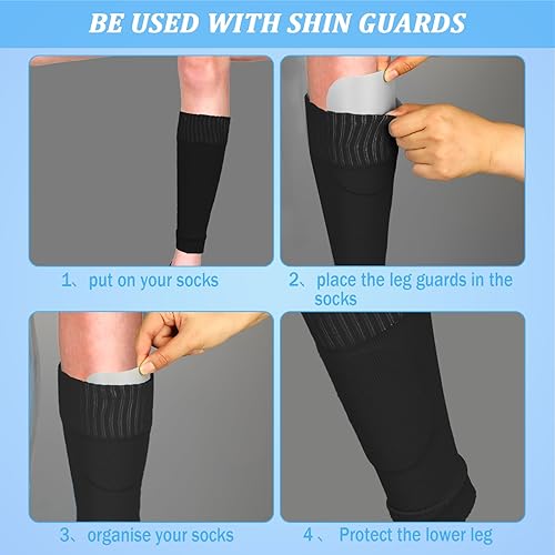 Miniatura 5 de 2 pares de mangas de calcetines de fútbol para niños, mangas elásticas para piernas de equipo, espinilleras de fútbol para jóvenes, niños, juegos de