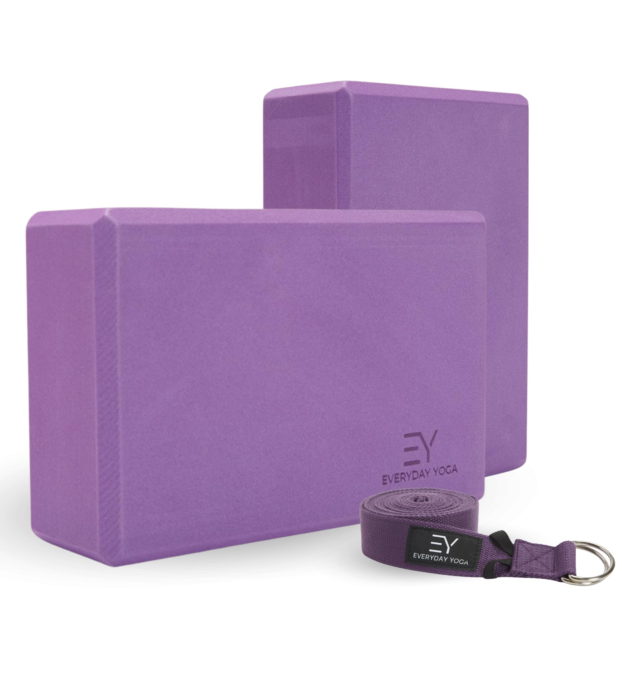 Everyday Yoga Schaumstoff-Block und Yoga-Gurt-Set, weiche, rutschfeste Oberfläche für Stabilität, Balance und tiefe Dehnungen, ideal für Yoga, Pilates und Meditationszubehör