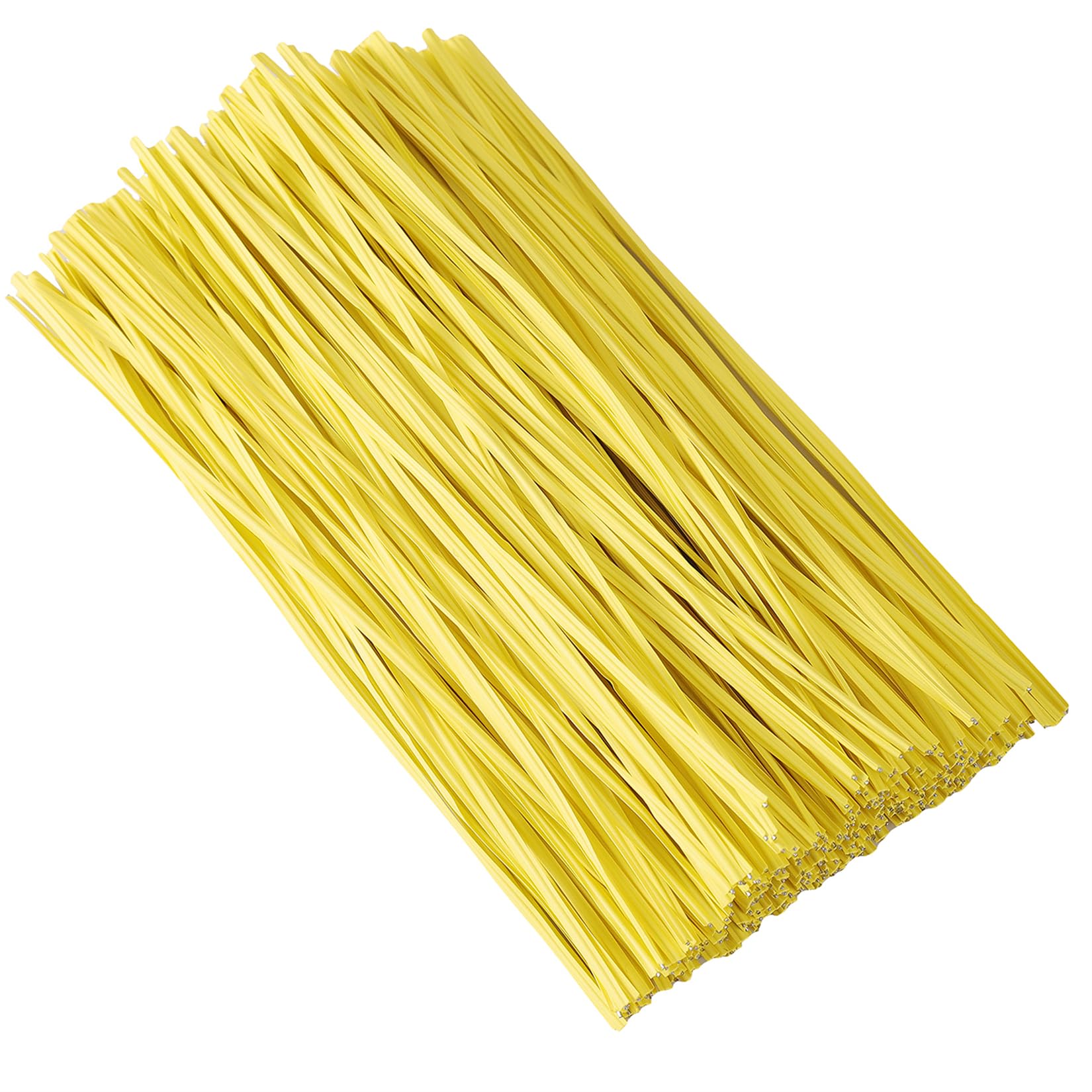 Tangyinrd 300 pcs 5 inch Yellow Plastic Twist Ties, Cable Ties, for Bags, Gardening Tools