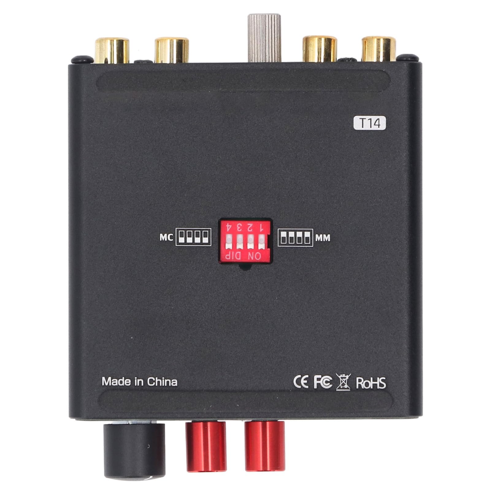 Preamplificador de Tocadiscos, Preamplificador de Escenario Mini Mm MC Phono con Salida Estéreo, Ecualización RIAA, Control de Tono y Amplificador de Auriculares de 3,5 Mm, para Usuarios de