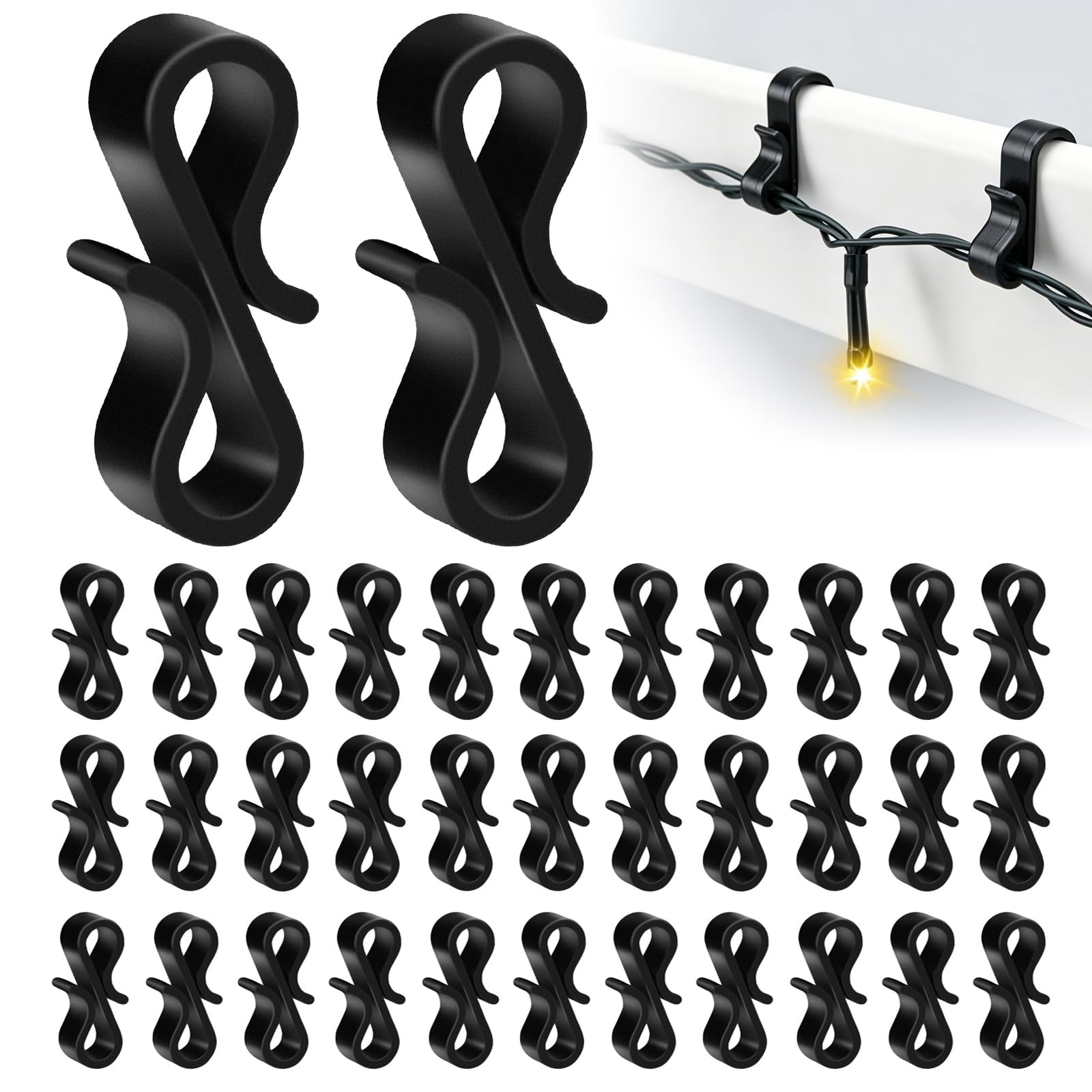 Gutter Hooks for Outdoor Lights,120pcs Mini S Hooks for Hanging Christmas Lights, Outdoor String Lights,Outside String Lights on Wedding Christmas Halloween Garden Tree Home Decor