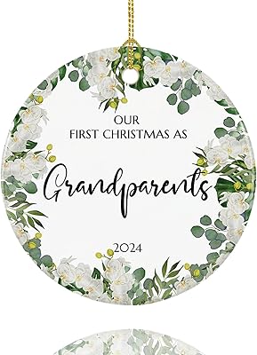 Custom Baby's First Christmas Grandparents Ceramic Ornament - Personalized Christmas Birthday Gifts For First Time Grandparents, Future Grandpa and Grandma, Family - Joy Begins With Grandbaby main image 0