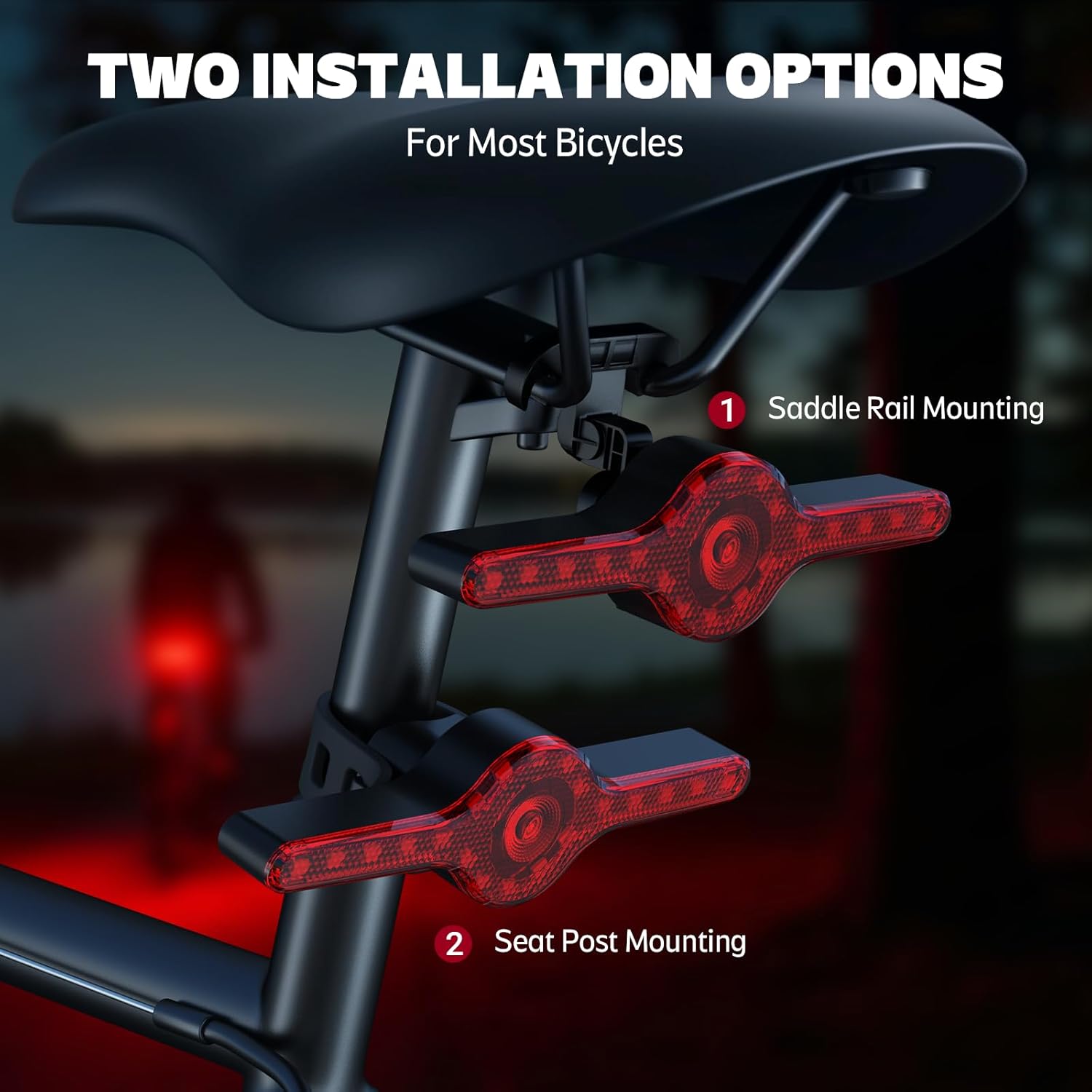 Bike Tail Light with Turn Signals Remote, Brake Sensing Rear Bike Light, 7 Light Modes, USB-C Rechargeable 1000mAh, 270° Visibility, Water-Resistant, Seatpost Mount for Road & Mountain Bikes