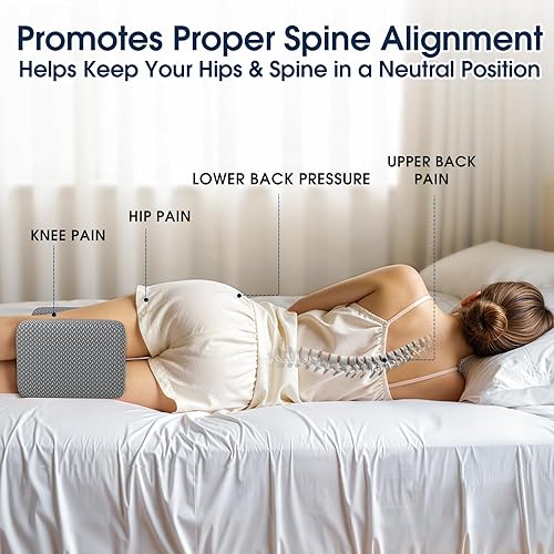 Miniatura 5 de BlissTrends Almohada de rodilla de espuma viscoelástica, almohada de rodilla para dormir de lado, almohadas de piernas para dormir circulación