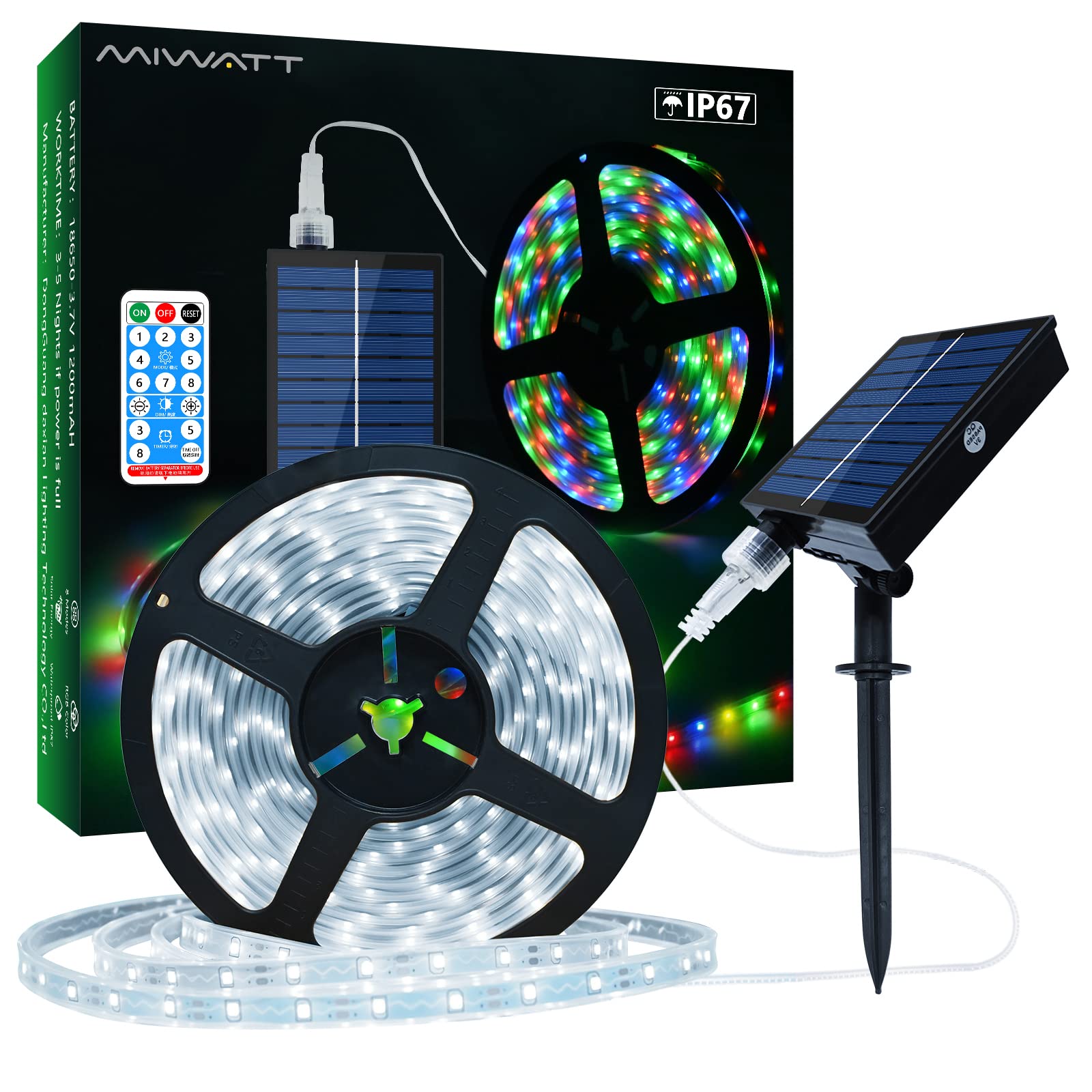 MIWATT Solar 10M LED Strip, Kaltes Weiß LED Streifen, LED St