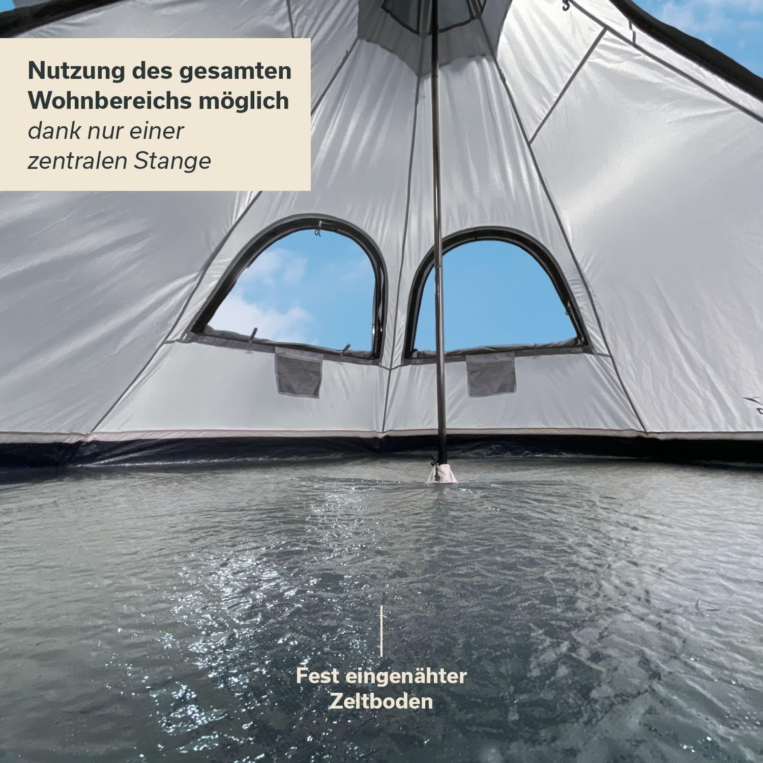 Skandika Tienda de campaña India Tipi Hetta | para 4-6 Personas, 2-3 m de Altura, Suelo Cosido, 3000 mm de Columna de Agua, UV 50+