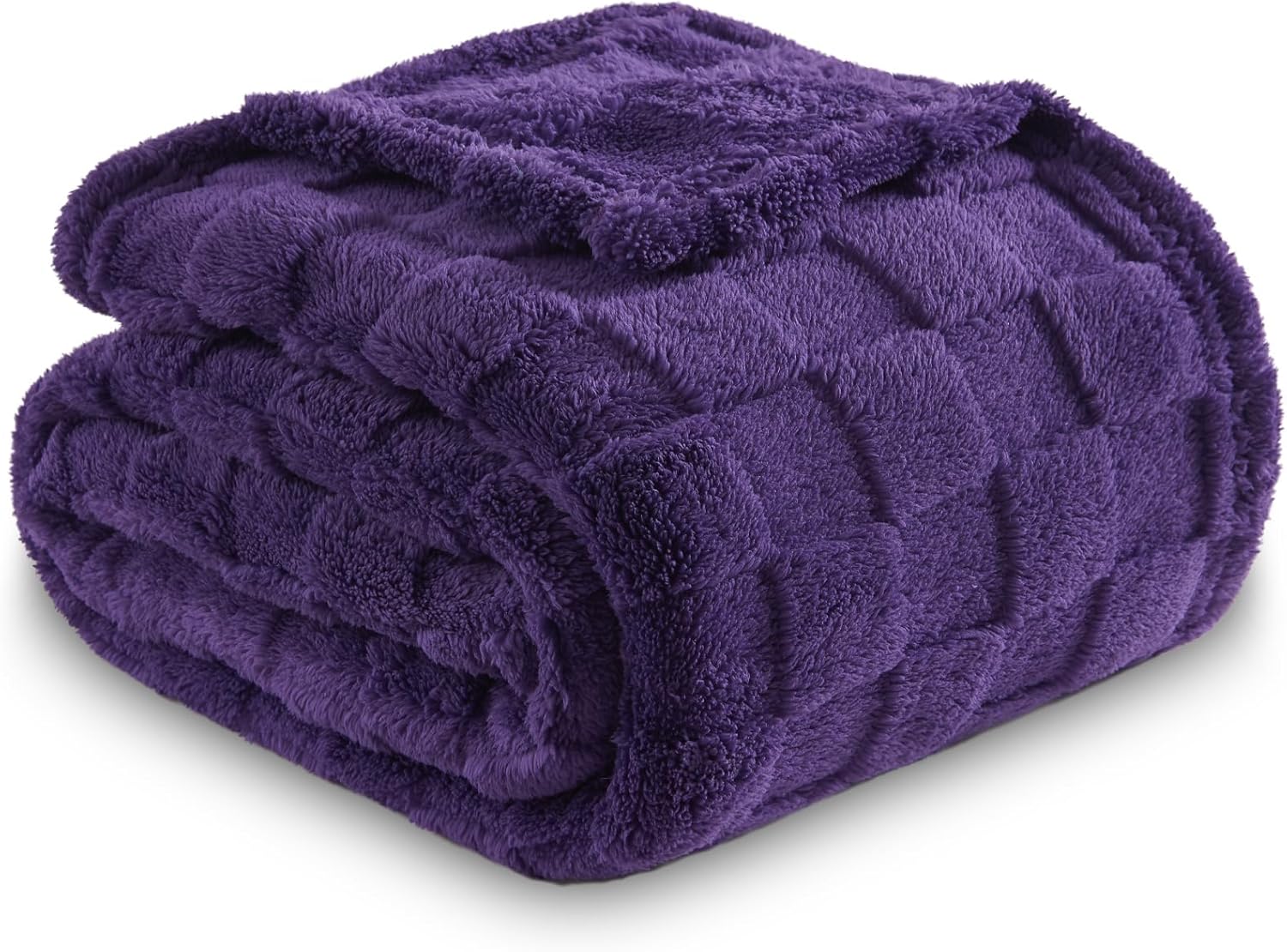 NEWCOSPLAY Super Soft Throw Blanket Purple Premium Silky Flannel Fleece 3D Checkered Lightweight Bed Blanket All Season Use (Purple Checkered, Throw(50"x70")) - Image 7