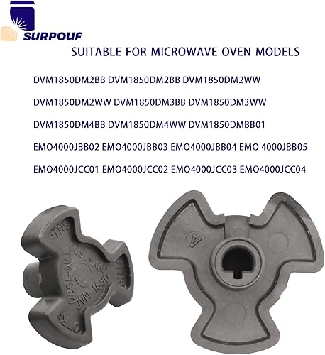 Miniatura 5 de Acoplador de motor de plato giratorio WB06X10144 (paquete de 2) se adapta a piezas de repuesto de microondas GE