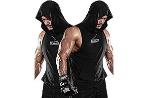 DRSKIN Men Workout Hoodies Sleeveless Gym Training Casual Muscle Sports Cut Off Tank Tops