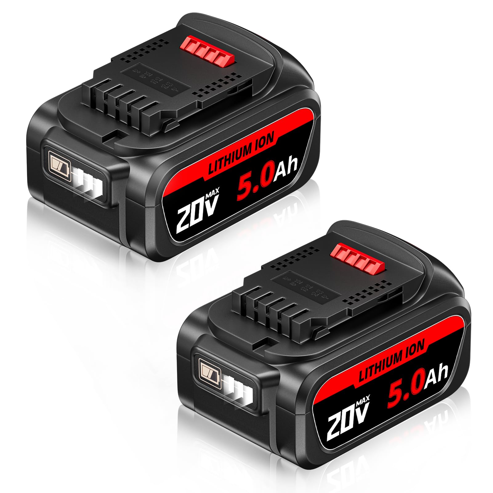 ZEERISA 5.0Ah 20V DCB200 DCB201 Lithium Battery Replacement Compatible with DEWALT 20Volt Max DCB206 DCB207 DCB204 DCB203 DCB201 DCB200 DCB180 DCB181