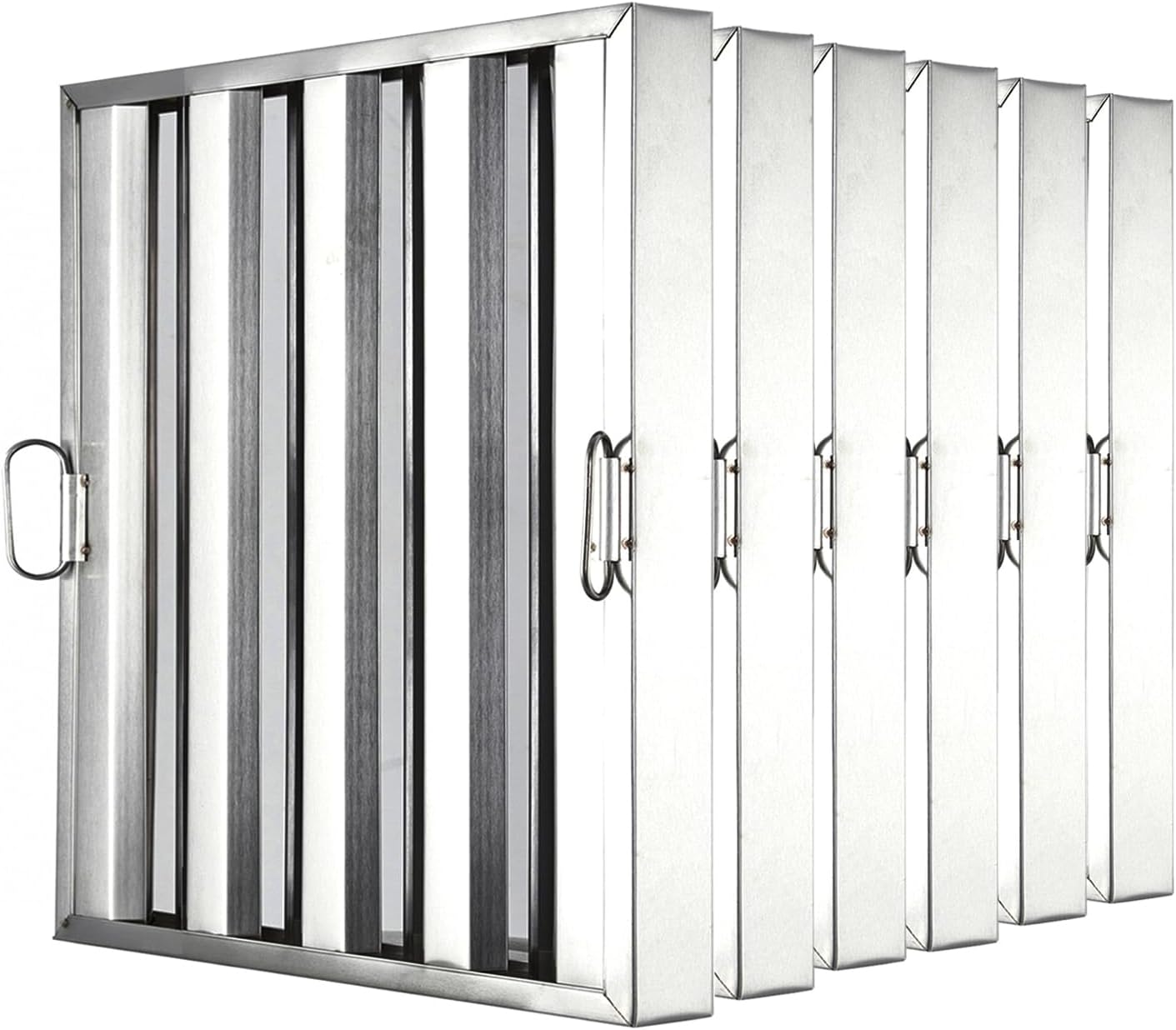 GAOMON Commerical Hood Filters 19.5W x 15.5H Inch, 430 Stainless Steel 5 Grooves, Range Hood Filters for Restaurant Kitchen Exhaust Hoods, Pack of 6