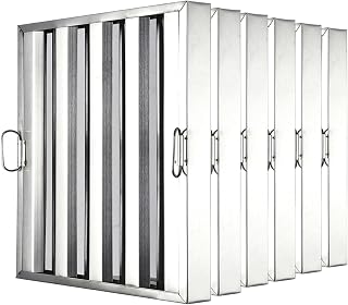 19.5 in x19.5 in Commercial Hood Filters - 430 Stainless Steel 5-Groove Baffle Filters for Restaurant Kitchen Exhaust Hoods Pack of 6