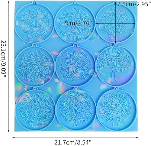 Miniatura 3 de LIANXUE Molde de silicona con patrón de árbol de vida, molde de resina holográfica, llavero de bricolaje, adorno de joyería, herramienta colgante,
