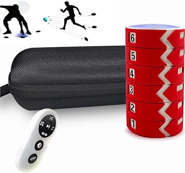 6 Lights Agile Fitness Light, Reaction Training Light Pod with Remote Control, 4 Training Modes and Automatic Sensing, High Response, Enhancement Thought Control Reactions, for Enhancing Speed