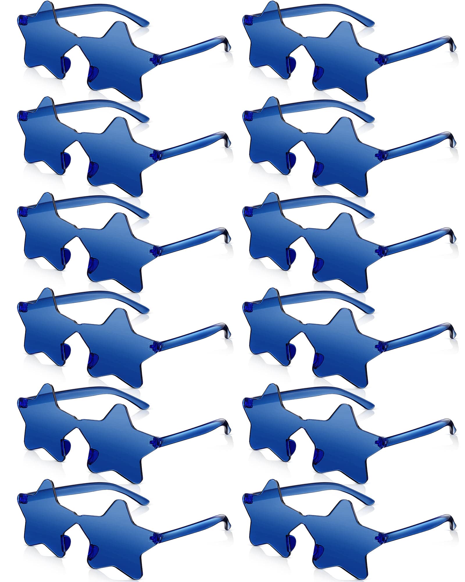 Cindeer 12 Pair Valentine Party Favor Star Shape Glasses Bulk Rimless Sunglass for Women Pentagram Star Team Spirit Accessory